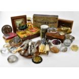 A quantity of collectors' items including cigars, playing cards, novelty safety matches, clocks,