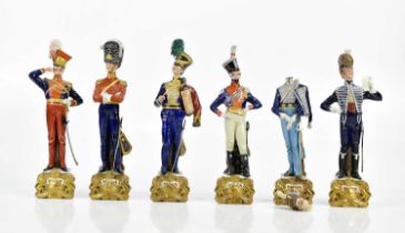 CAPODIMONTE; a group of six figures including four English officers, height of largest 32cm, one af.