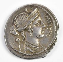 FAUSTUS CORNELIUS SULLA (56BC); a denarius with draped bust of Diana right, wearing diadem with