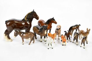 BESWICK & ROYAL DOULTON; a collection of horses, foals, and donkeys (13)