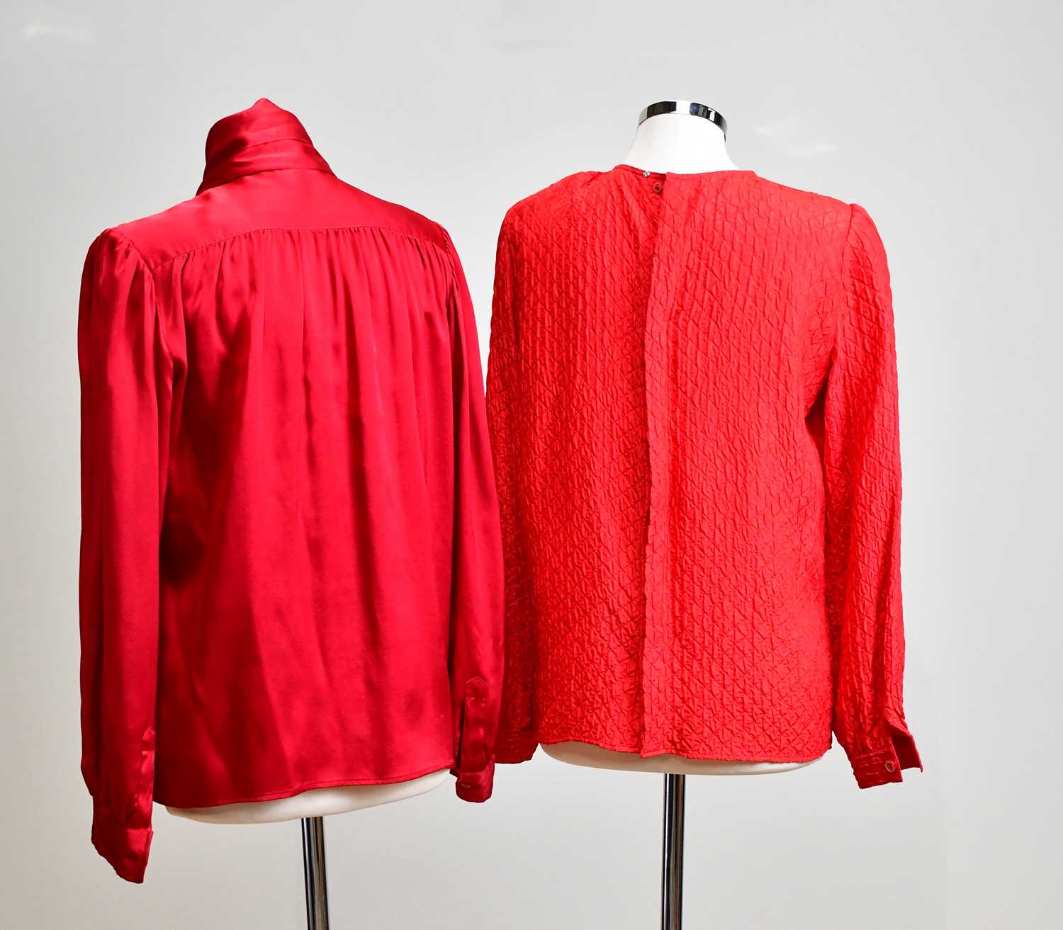 CHANEL; a 100% red silk vest top, measures 38" bust, and matching red jacket with gold tone - Image 5 of 6