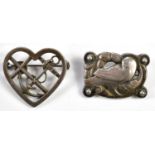 VILHELM ALBERTUS FOR GEORG JENSEN; a sterling silver heart shaped brooch cast with anchor,