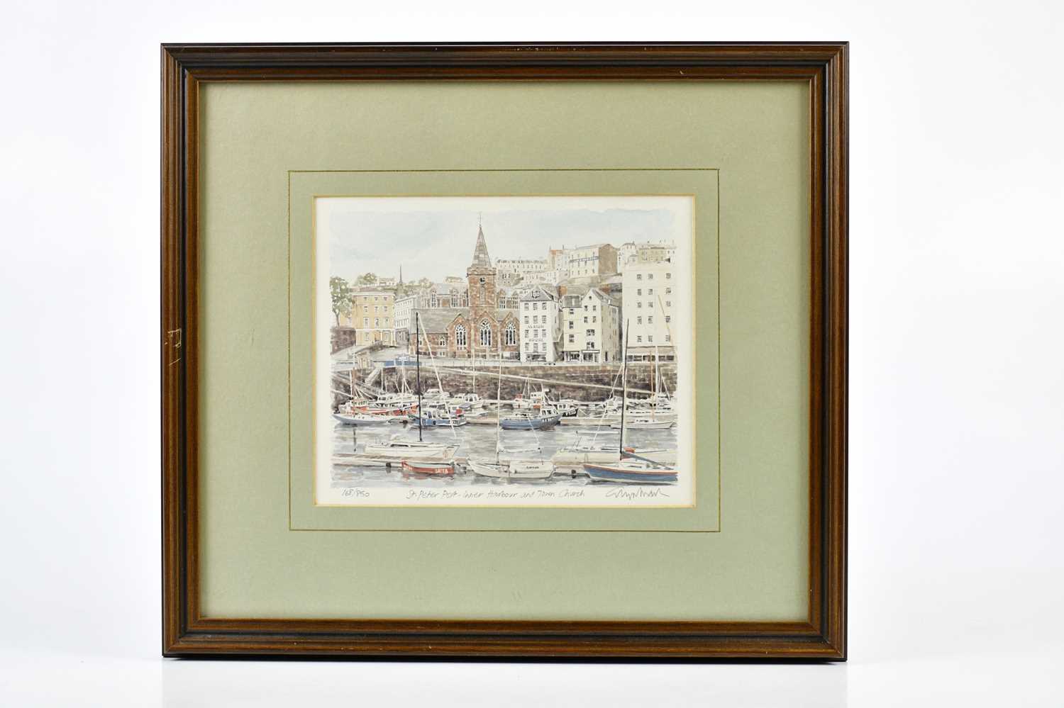 UNATTRIBUTED; pencil signed limited edition print, 'St Peter Port - Inner Harbour and Town