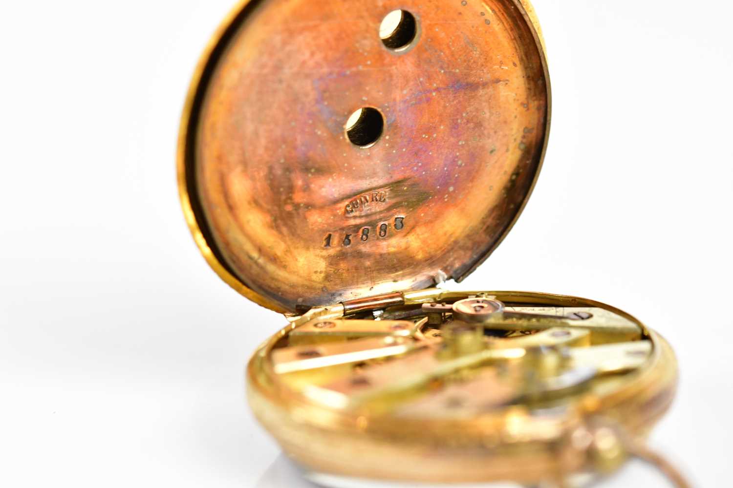 A yellow metal lady's open face fob watch, the gilt dial set with Roman numerals, stamped '18k', - Image 7 of 7