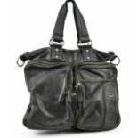 DOLCE & GABBANA; a black leather man's holdall with front pockets and zip top that can be zipped