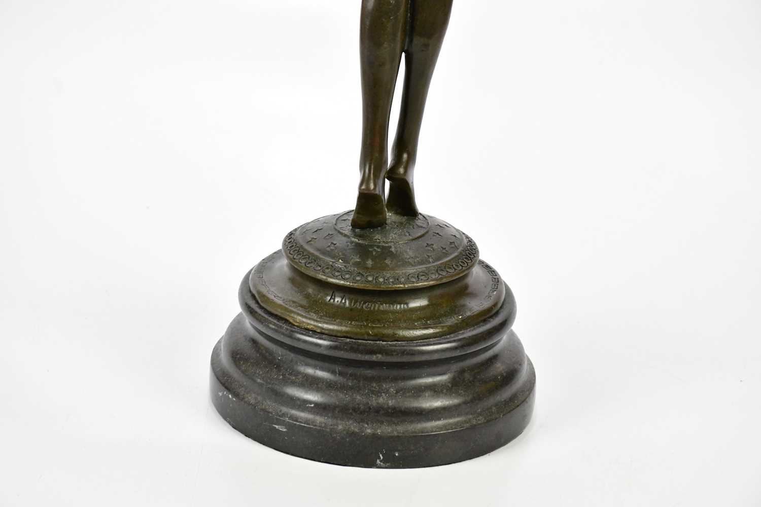 A reproduction bronze figure representing a winged nude maiden, height 53cm. - Image 5 of 6