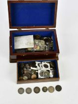 A collection of 18th century and later British and world coins, to include a 1772 Russian 5 Kopek,