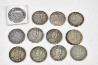A collection of twelve silver double florins, comprising 1887 (x3), 1888, 1889 (x5), 1890 (x3) (