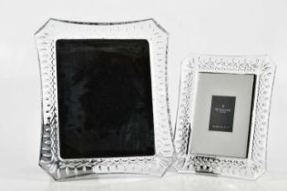 WATERFORD CRYSTAL; two crystal photograph frames, largest 34 x 29cm, smallest 26 x 21cm. Condition