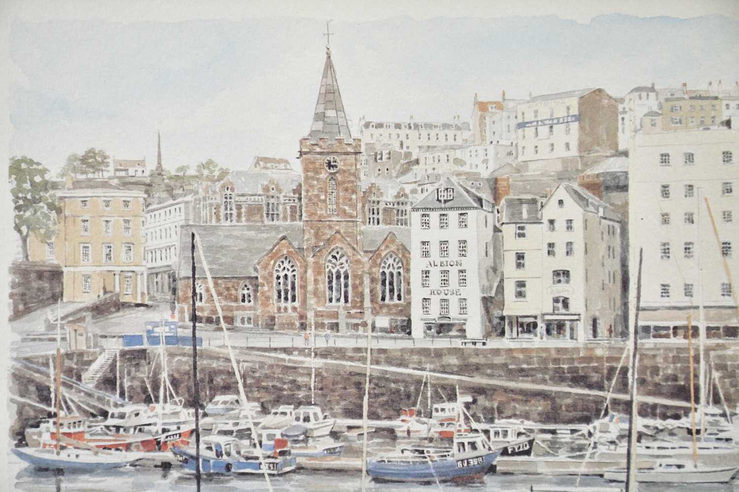 UNATTRIBUTED; pencil signed limited edition print, 'St Peter Port - Inner Harbour and Town - Image 2 of 5