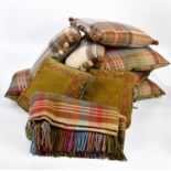 MULBERRY HOME; a 100% wool Ancient tartan picnic rug with embroidered logo and fringing, 150 x