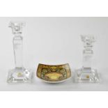 VERSACE; an unused Rosenthal ceramic square dish depicting Medusa, 12 x 12cm, and two crystal