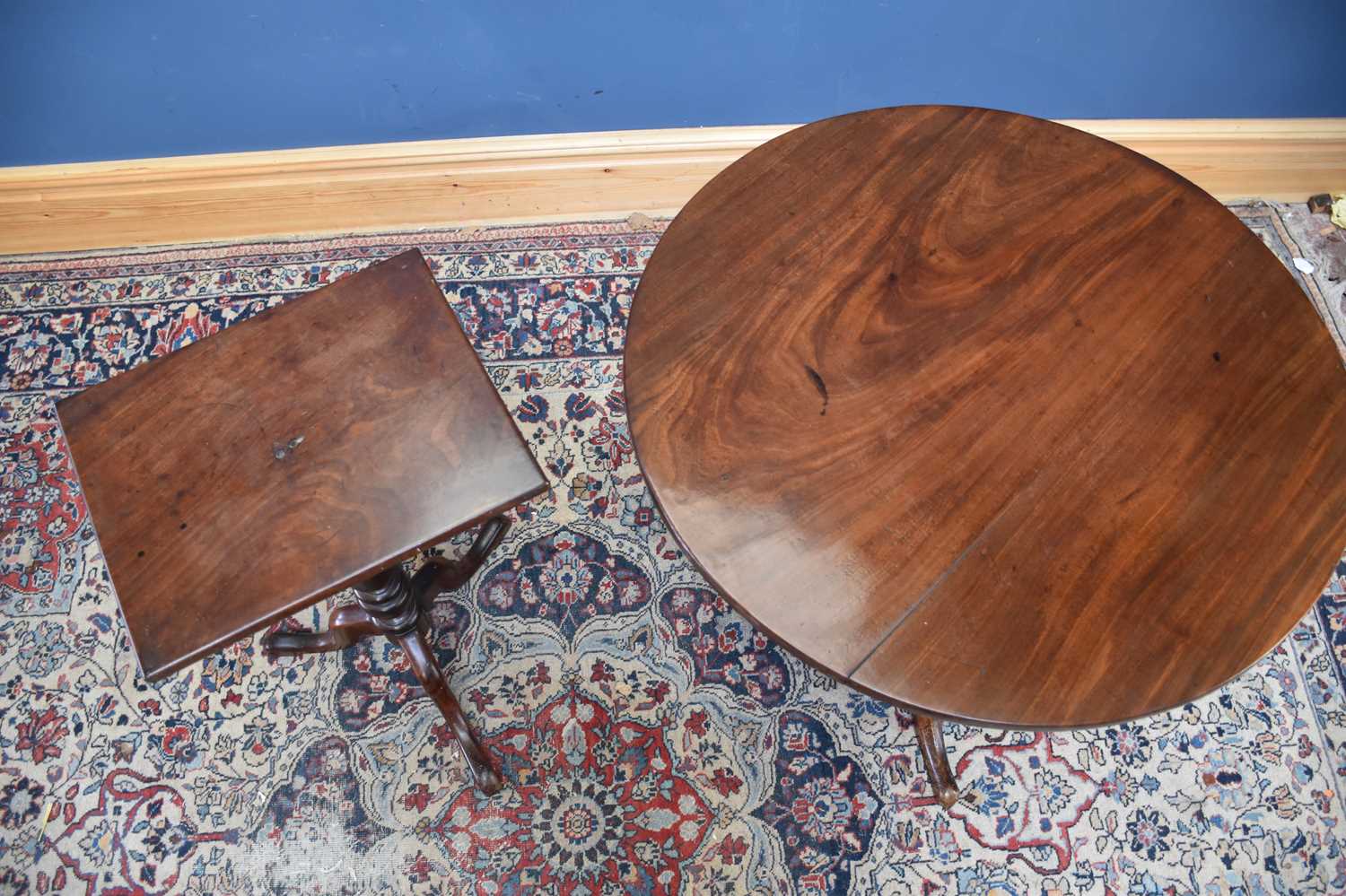 A 19th century mahogany and oak tilt-top tripod table and a mahogany tripod table, height 70cm (2). - Image 2 of 2