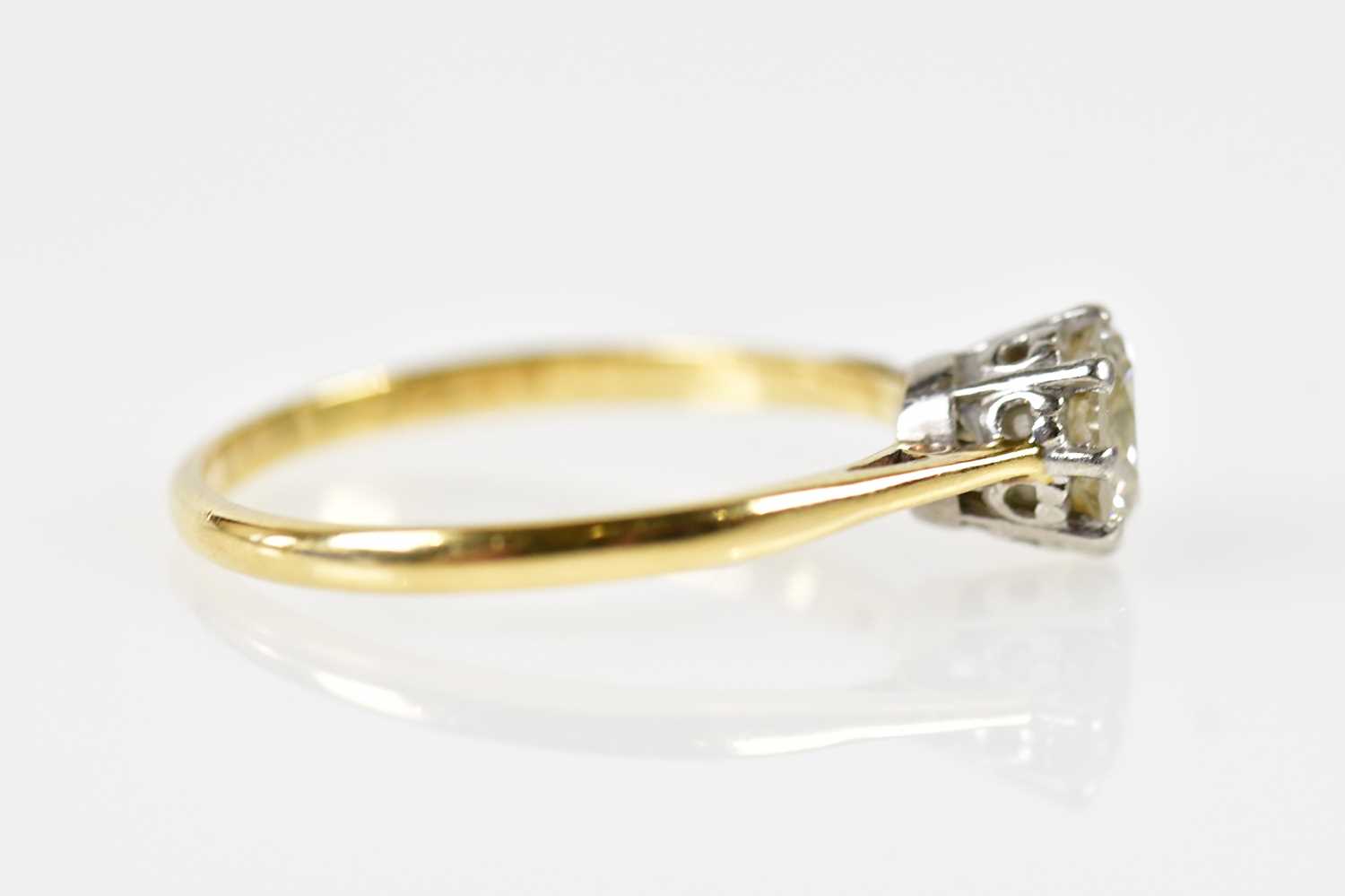 An 18ct yellow gold platinum tipped diamond solitaire ring, the round brilliant cut eight claw set - Image 5 of 7