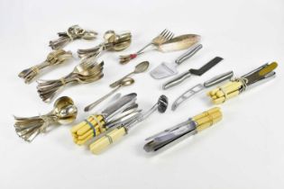 A small quantity of electroplated cutlery including teaspoons, tablespoons, forks and knives.