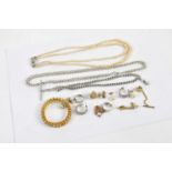 Two silver chains, and a small quantity of costume jewellery including simulated pearls,