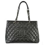 CHANEL; a 2013/14 grey caviar leather quilted GST grand shopping tote bag with signature