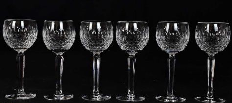 WATERFORD; six cut glass hock glasses, height 16cm (6)