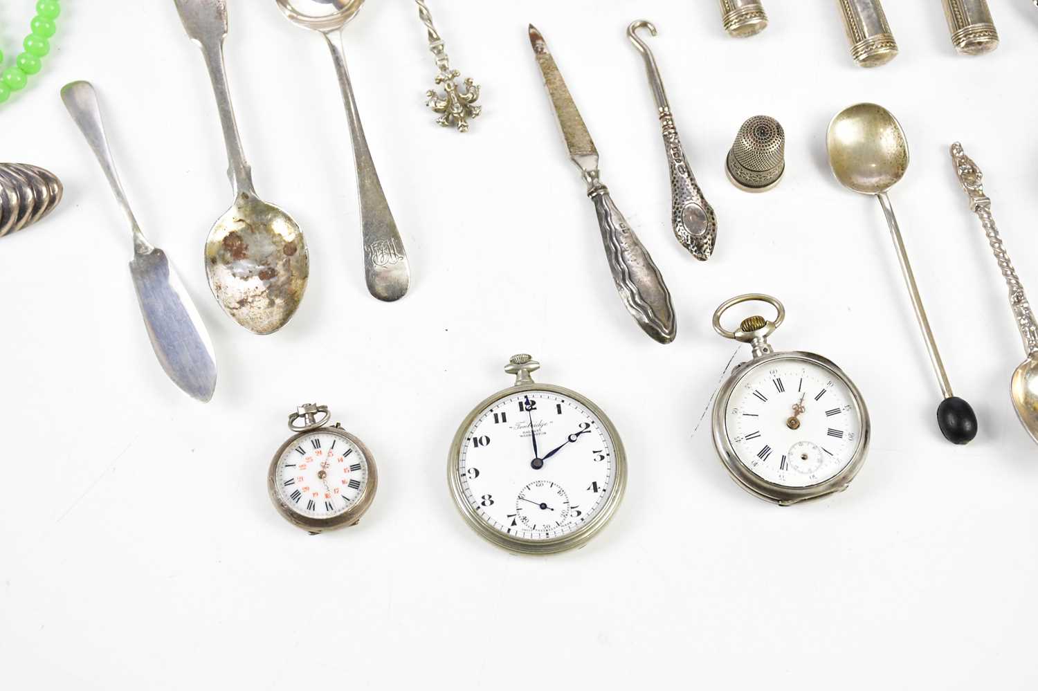 Two Continental crown wind pocket watches, a white metal fob watch, a lady's wristwatch, af, two - Image 3 of 5