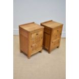 ALBERT 'EAGLEMAN' JEFFRAY; a pair of light oak bedside cupboard, each with a drawer and cupboard