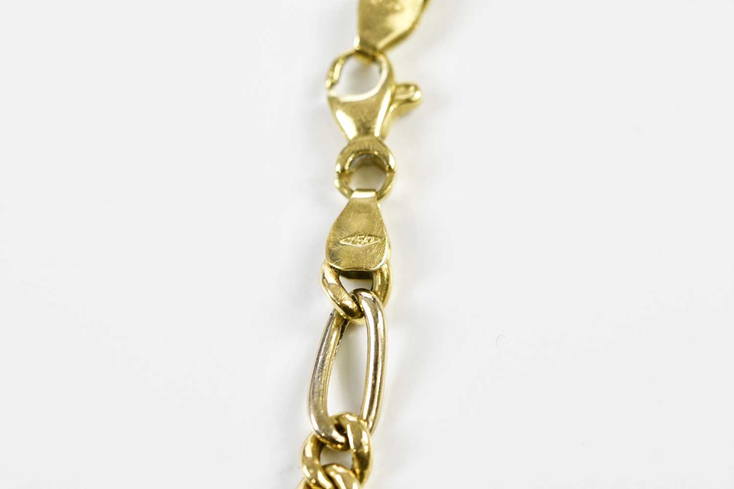 An 18ct yellow gold fetter and curb link bracelet, length 20cm, approx 7.76g. - Image 3 of 3