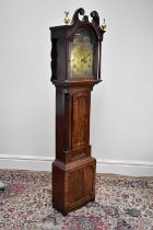 JOHN BENBOW, NORTHWOOD; an 18th century eight day longcase clock, the brass face with Arabic and