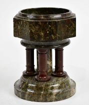 A late Victorian Cornish serpentine font, height 16cm. Condition Report: Chipping to the edges and