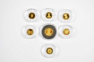 Seven proof miniature gold coins including Henry VII commemorative example, each encapsulated (7).