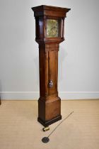 CHAS BARRETT, SALOP; an 18th century thirty hour longcase clock, the brass face set with applied
