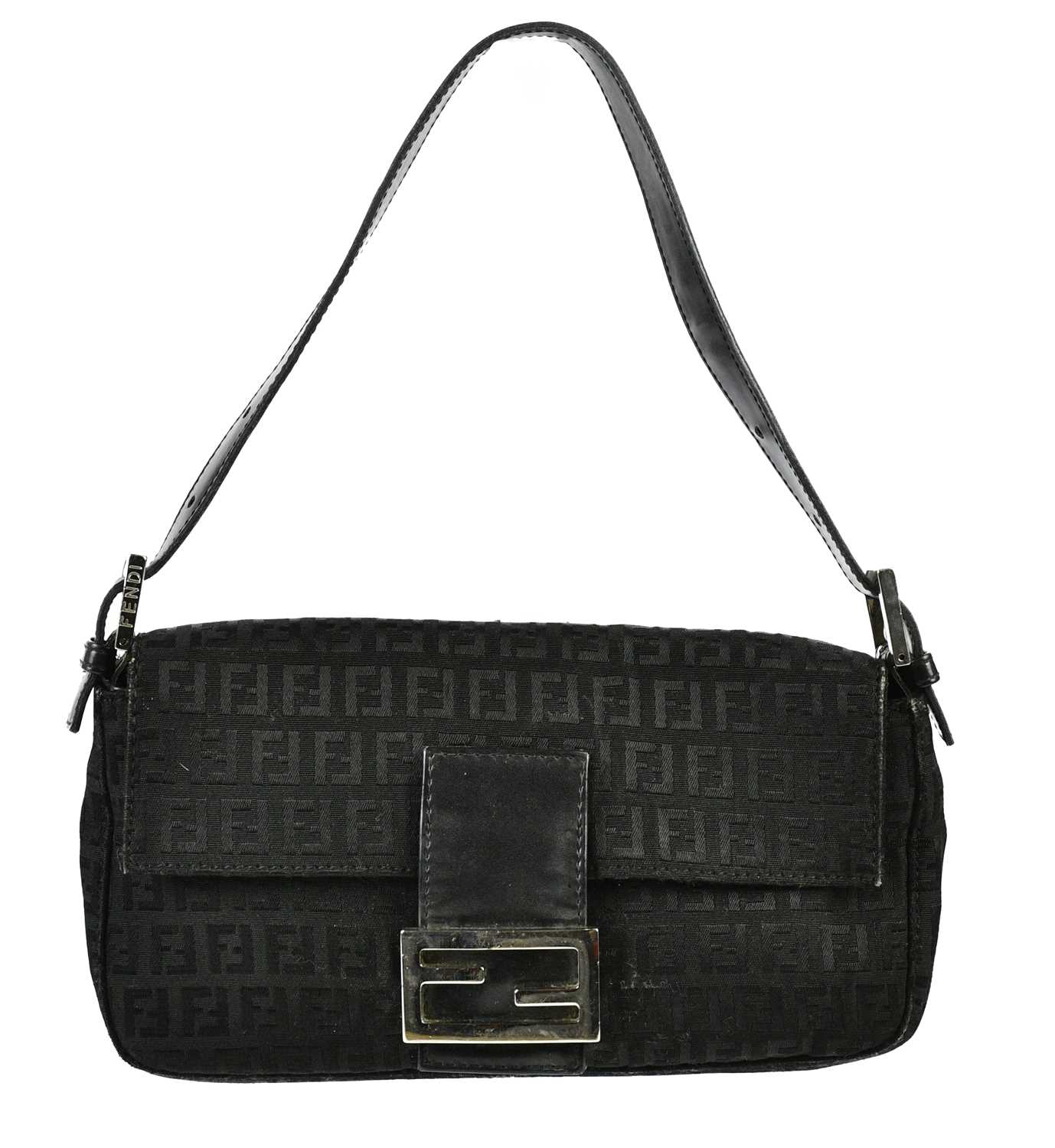 FENDI; a black cloth Mamma Baguette shoulder bag, circa 2000, with adjustable top handle,
