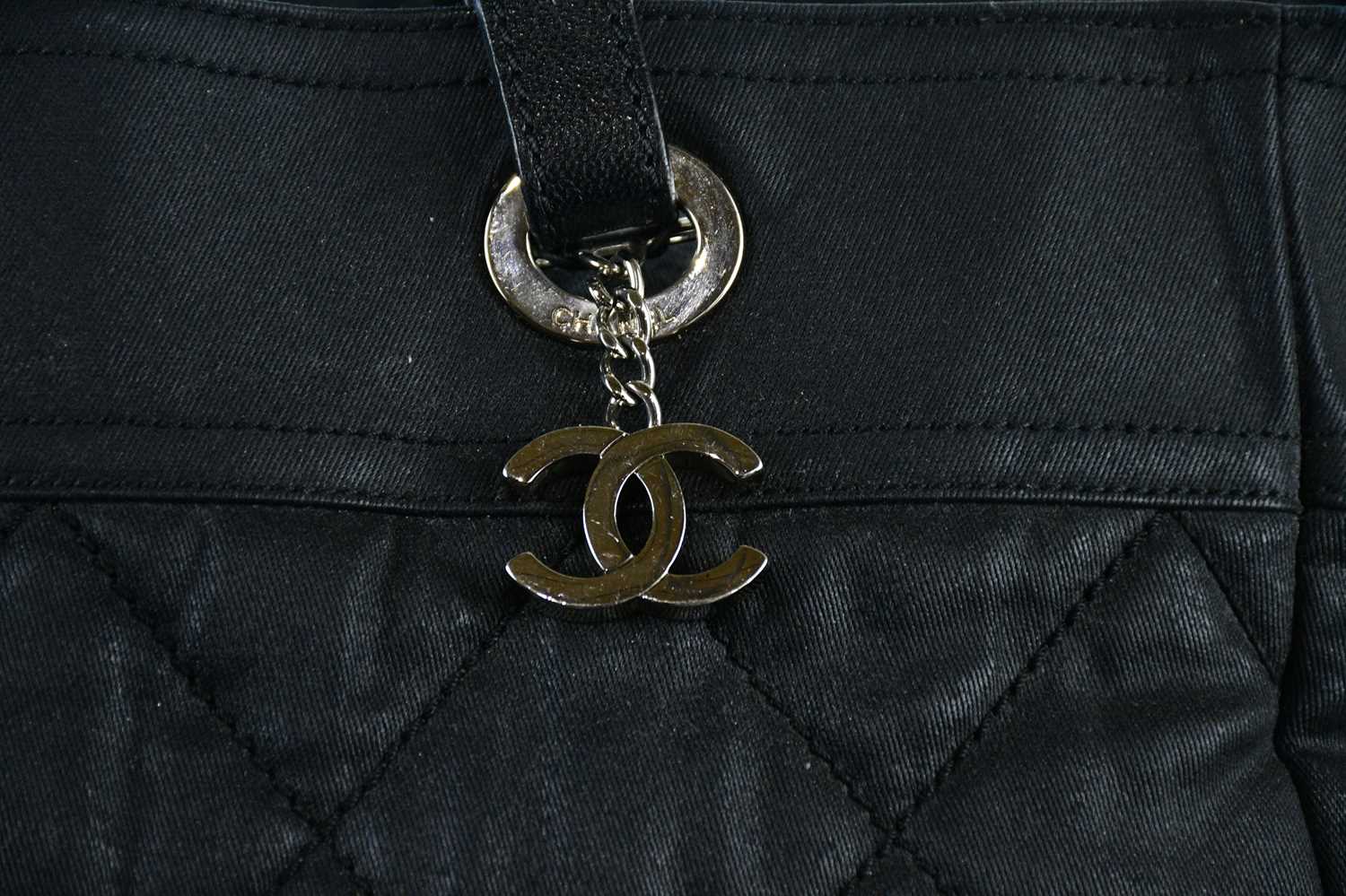 CHANEL; a Paris-Biarritz quilted coated fabric and black leather large tote bag, with double CC - Image 2 of 4