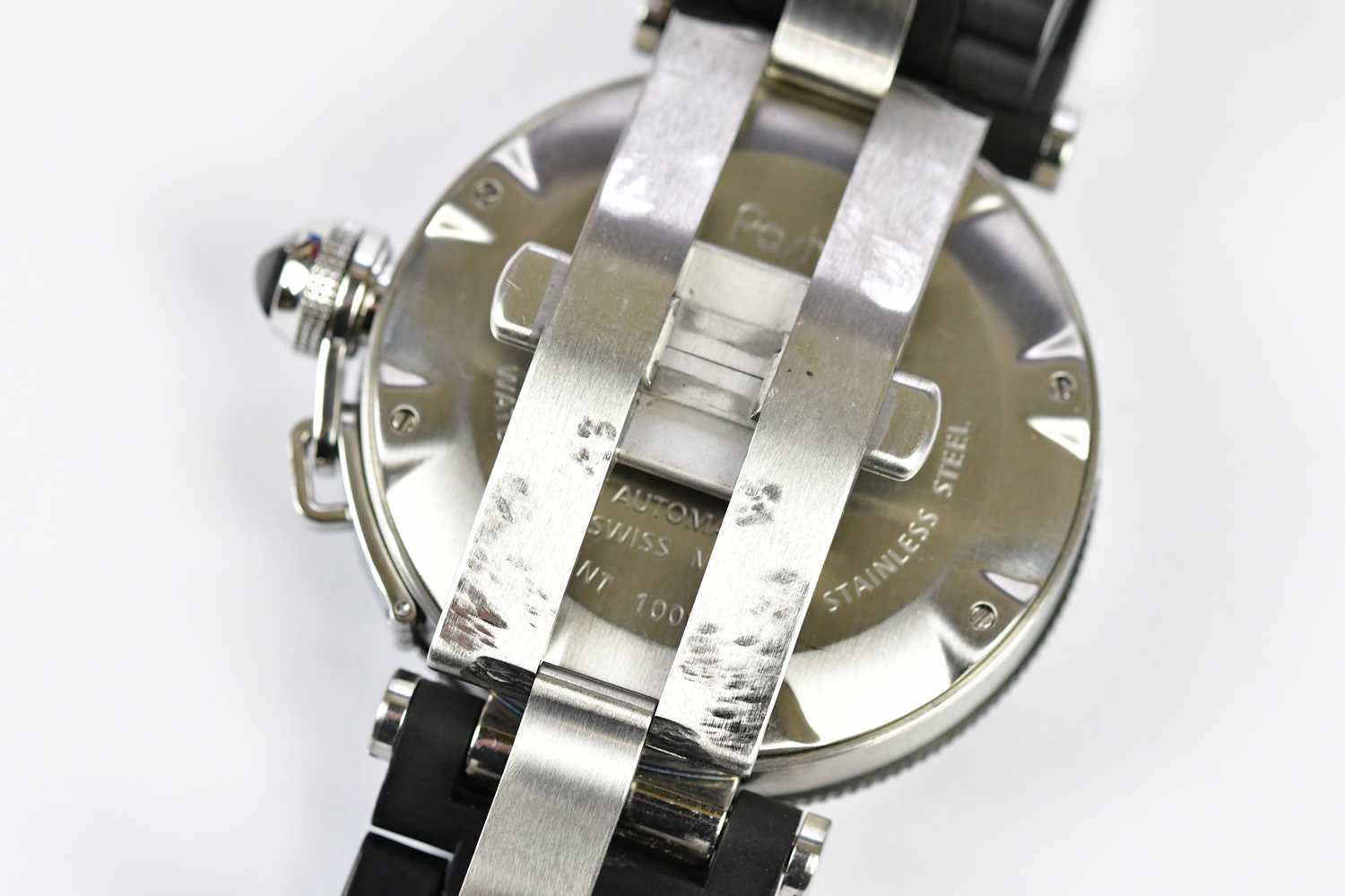 CARTIER; a Pasha de Cartier gentleman's wristwatch with date aperture, Arabic quarter markers, and - Image 5 of 6