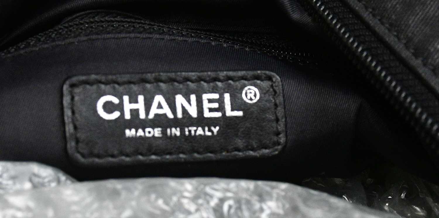 CHANEL; a Paris-Biarritz quilted coated fabric and black leather large tote bag, with double CC - Image 4 of 4