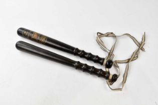 An early 20th century Manchester Constabulary police officers truncheon, dated 1914-1919 and a