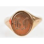 A 9ct yellow gold Masonic swivel signet ring, size S, approx weight 6.6g.