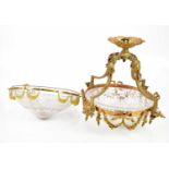 A good quality reproduction hanging ceiling lamp with gilt metal applied decoration and moulded