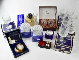 A collection of crystal glassware including Thomas Webb, Stuart, etc, also a cased pair of