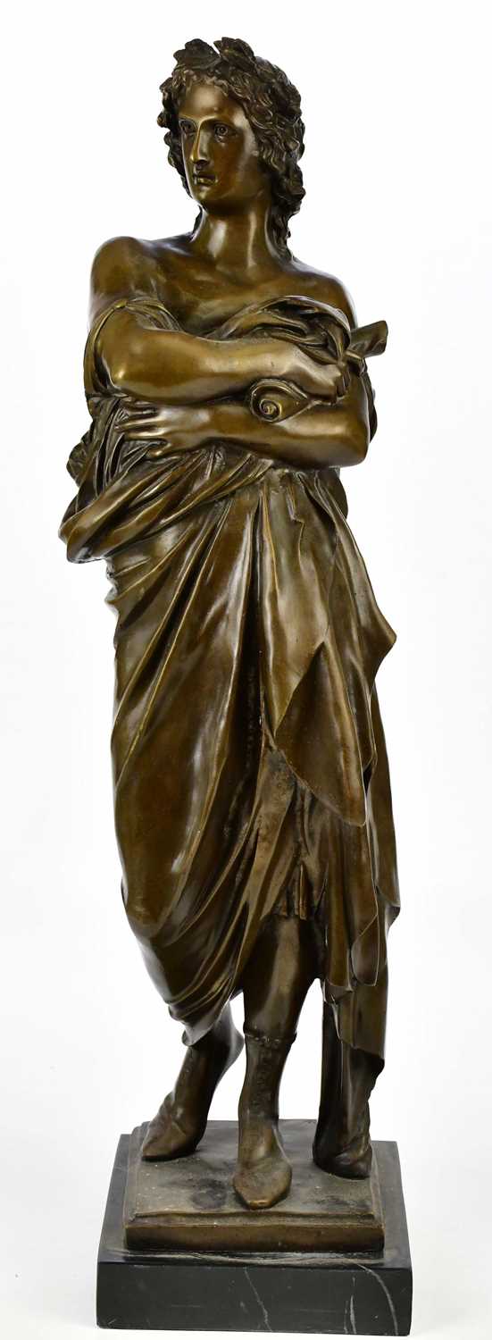 A reproduction bronzed figure of Virgil, on plinth base, height 73cm.