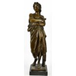 A reproduction bronzed figure of Virgil, on plinth base, height 73cm.