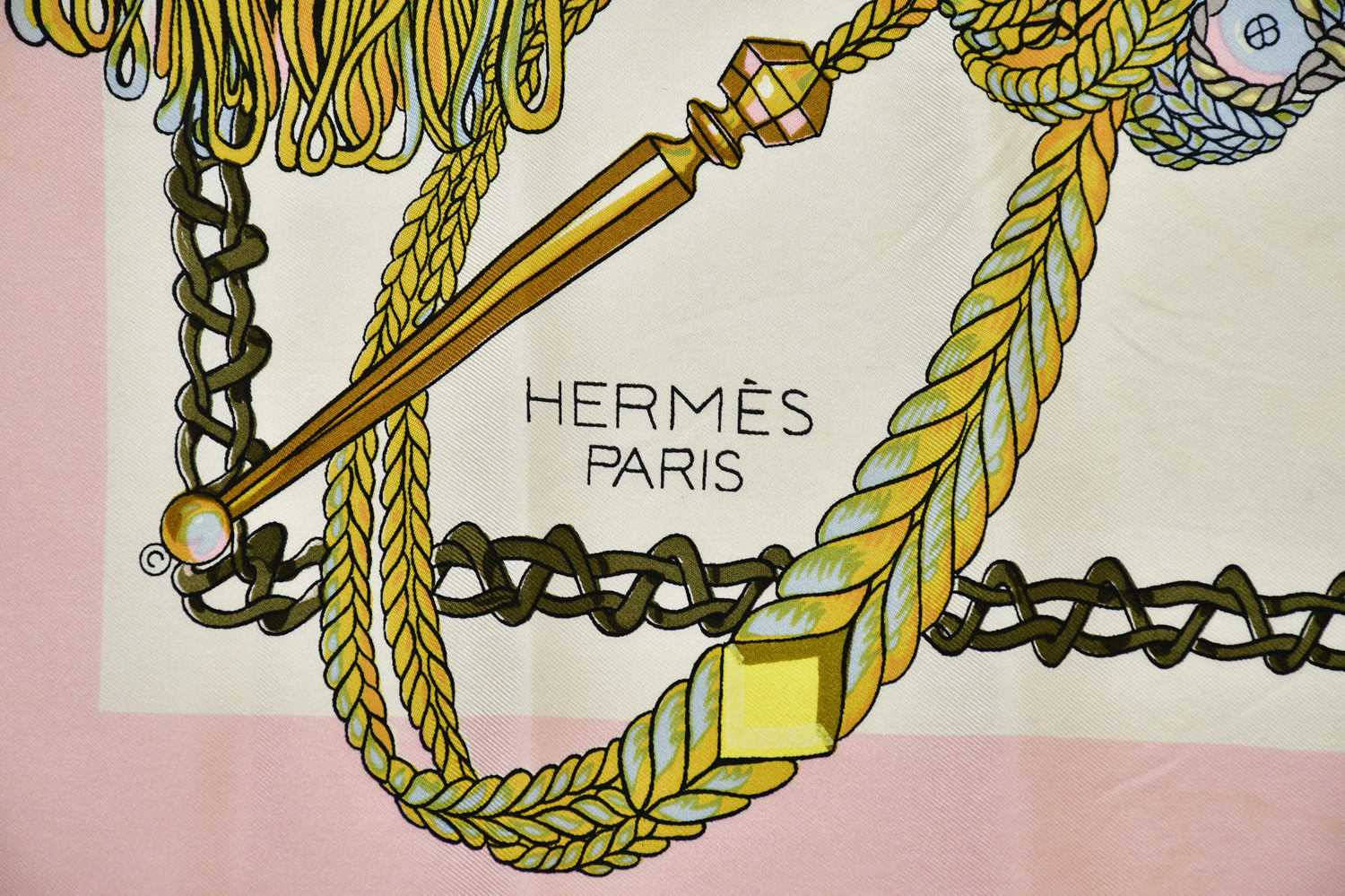 HERMÈS; a rare 100% silk Le Timbalier scarf, designed by Marie-Francoise Philippe in c.1961, - Image 2 of 2