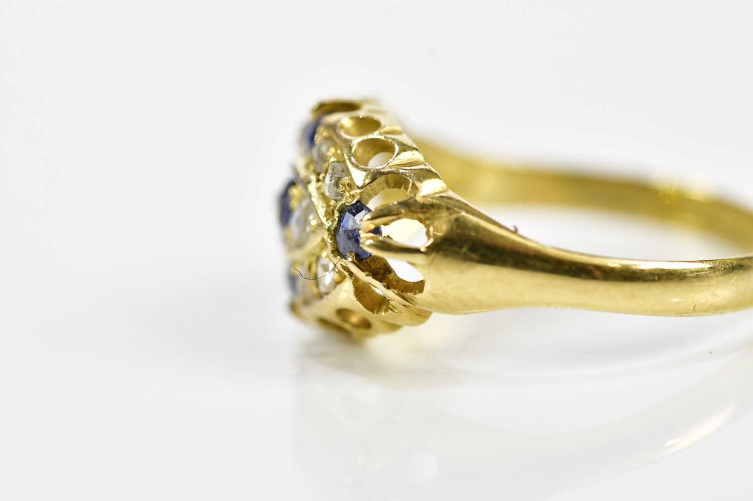 An 18ct yellow gold sapphire and diamond dress ring, size M ½, approx. 2.5g. - Image 2 of 3