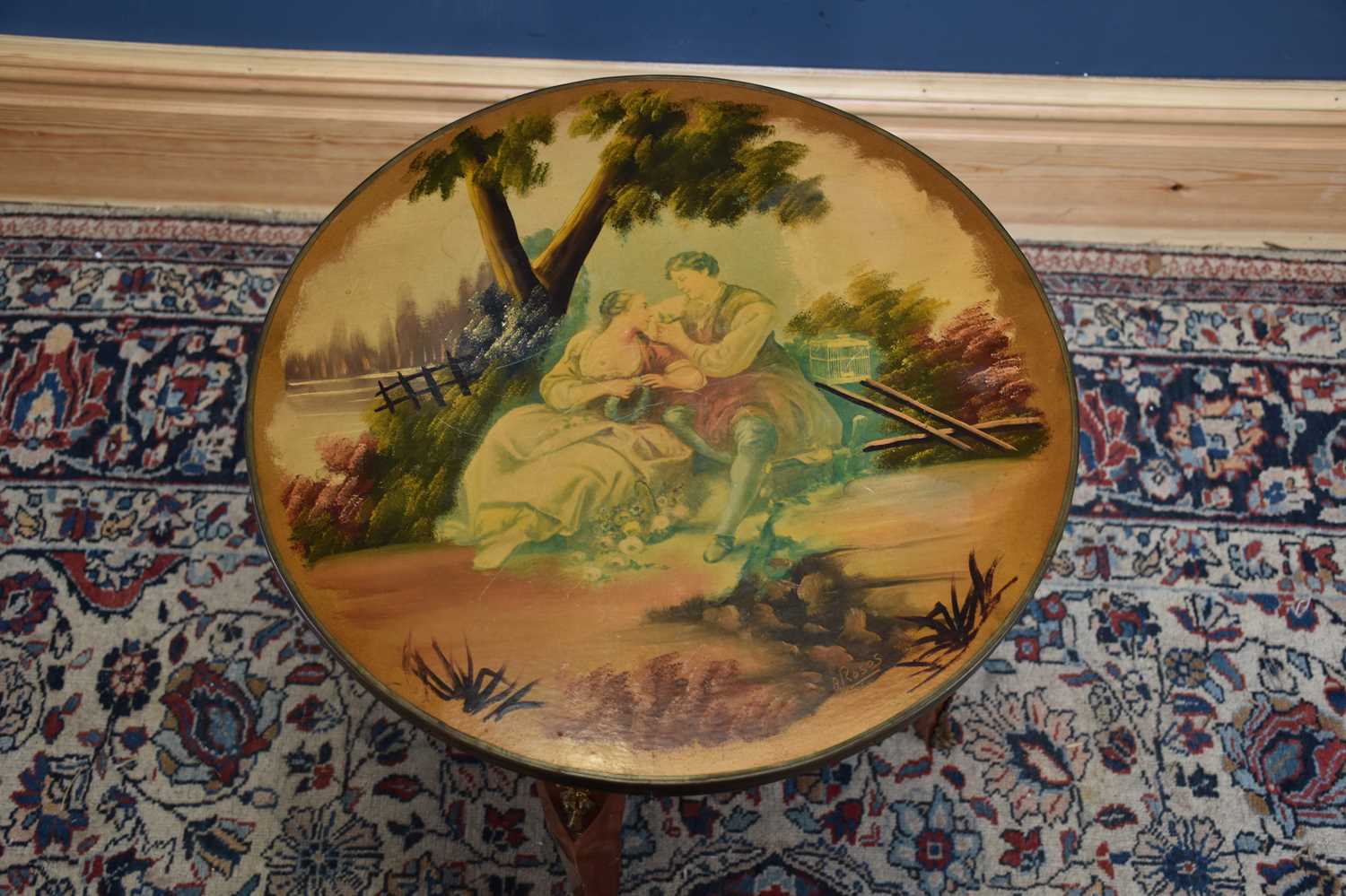 A reproduction French style coffee table of circular form, with transfer printed decoration to the - Image 2 of 3