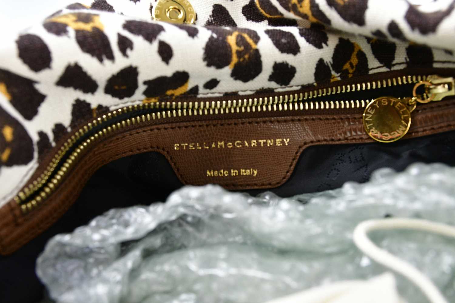 STELLA MCCARTNEY; a Falabella foldover leopard canvas handbag with signature heavy gold tone curb - Image 2 of 2