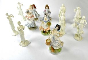 ROYAL WORCESTER; a collection of twelve figures comprising 'Lullaby', 'Rosie Picking Apples', '