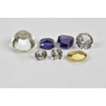 Standard VAT Seven loose gemstones including an oval citrine, approx 3.6ct, a pair of amethysts,