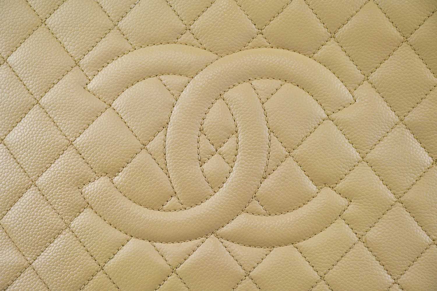 CHANEL; a cream circa 2014 caviar leather quilted GST grand shopping tote bag with signature - Image 2 of 5