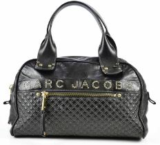 MARC JACOBS; a black quilted leather Elise handbag with shiny gold tone hardware, push lock,