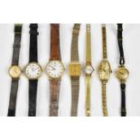 A group of vintage watches, including two 9ct gold backed examples.