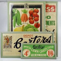 CARTERS TESTED SEEDS; four advertising posters, largest 75 x 50cm, three framed and glazed.