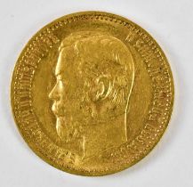 A Russian five rouble gold coin, 1898, approx. 4.26g.